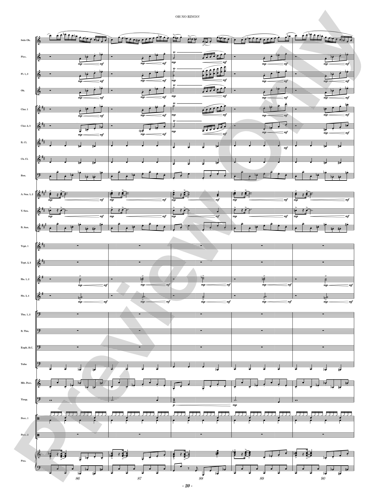 Oh No Ringo!: Concert Band Conductor Score & Parts