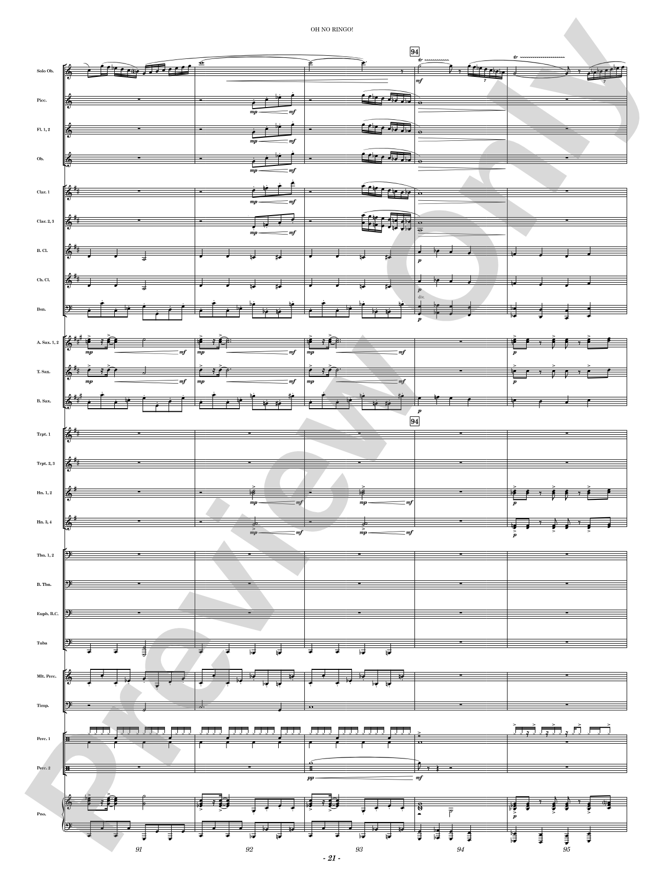 Oh No Ringo!: Concert Band Conductor Score & Parts