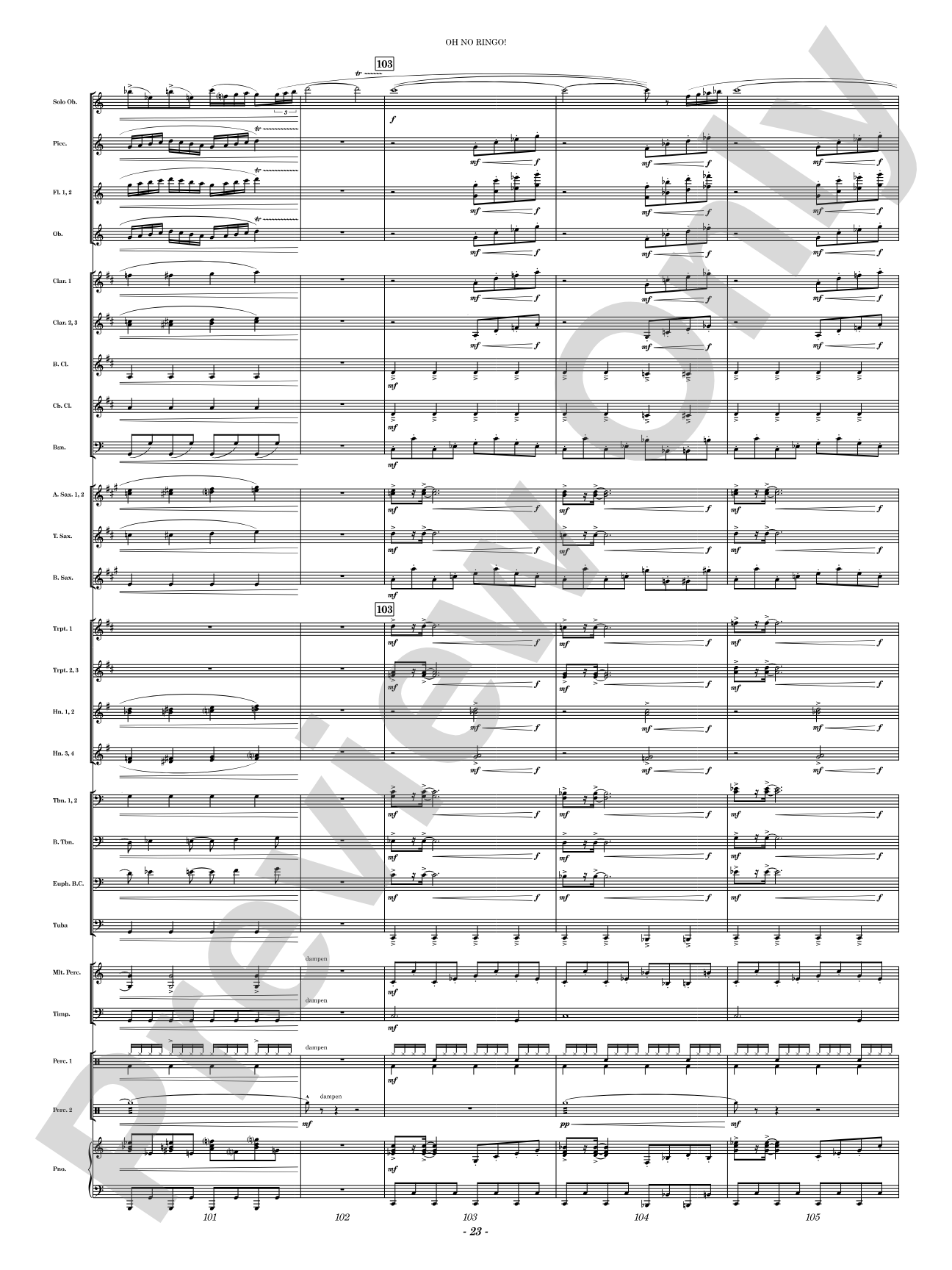 Oh No Ringo!: Concert Band Conductor Score & Parts