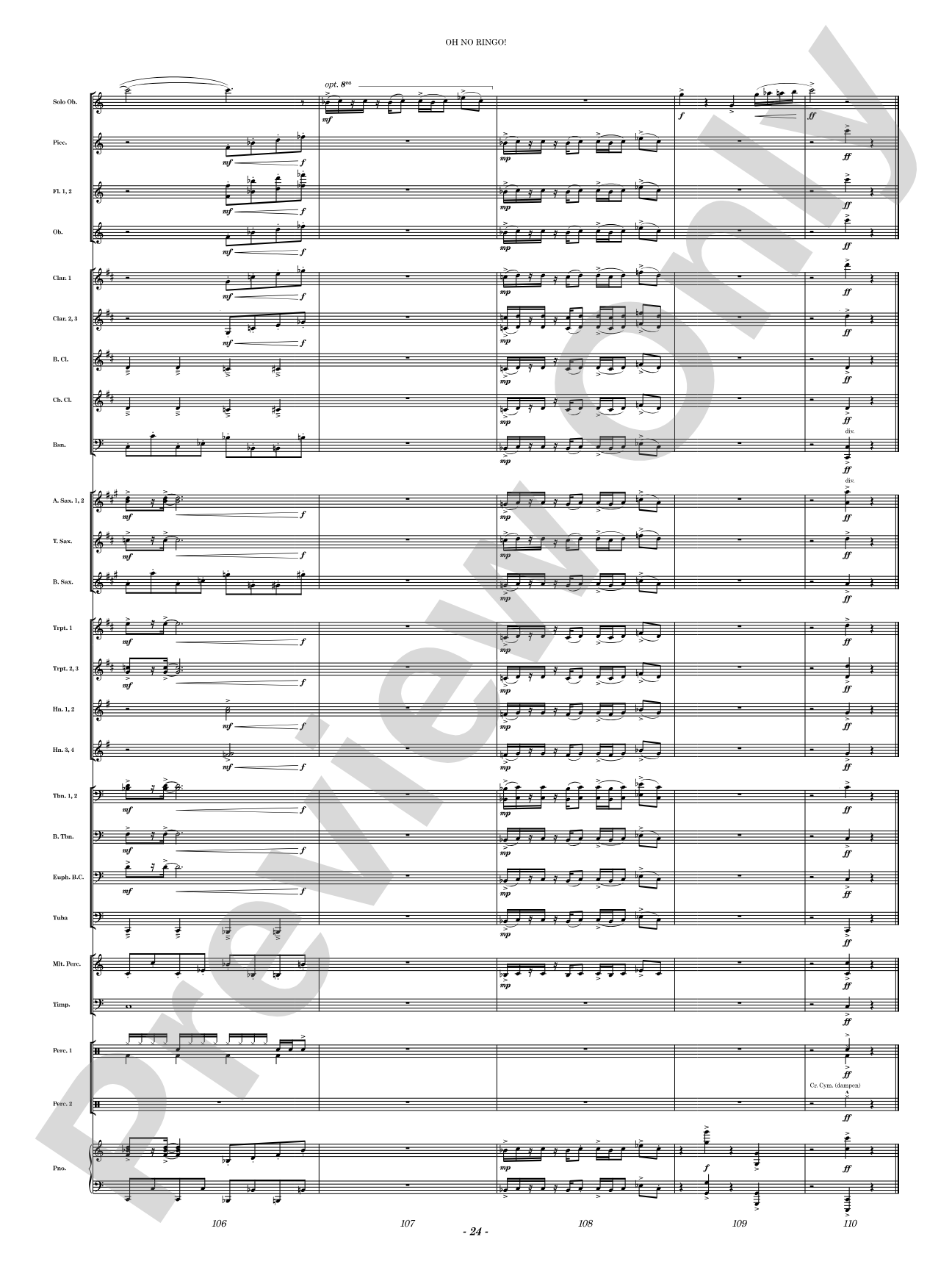 Oh No Ringo!: Concert Band Conductor Score & Parts