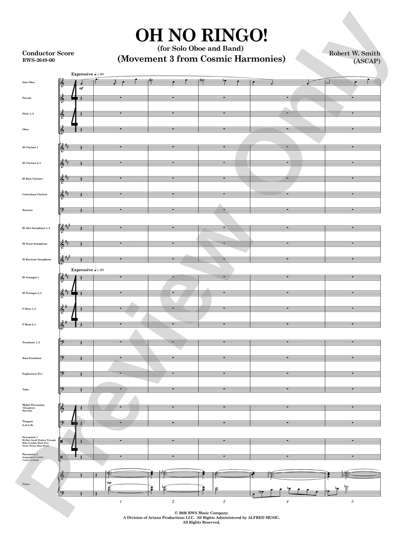 Oh No Ringo!: Concert Band Conductor Score & Parts