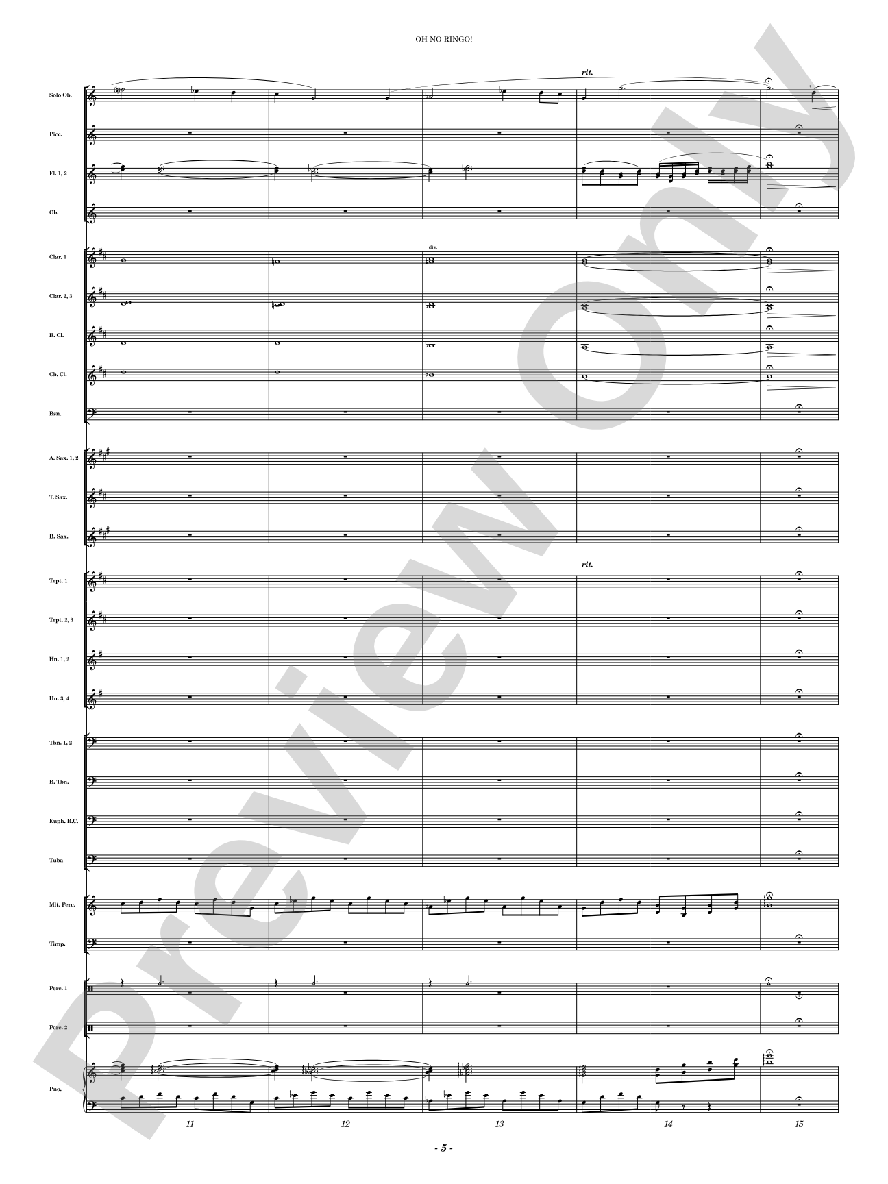 Oh No Ringo!: Concert Band Conductor Score & Parts