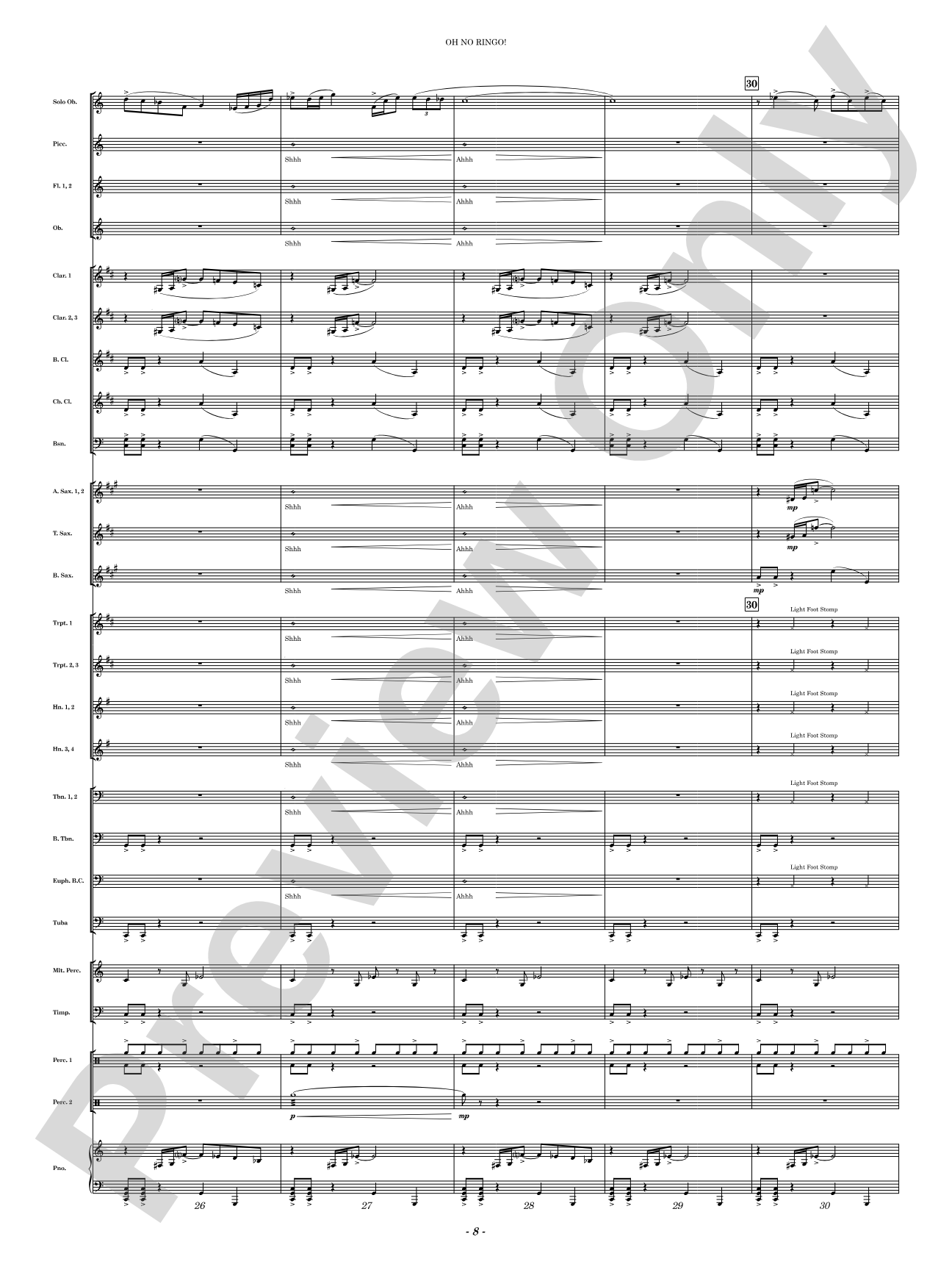 Oh No Ringo!: Concert Band Conductor Score & Parts