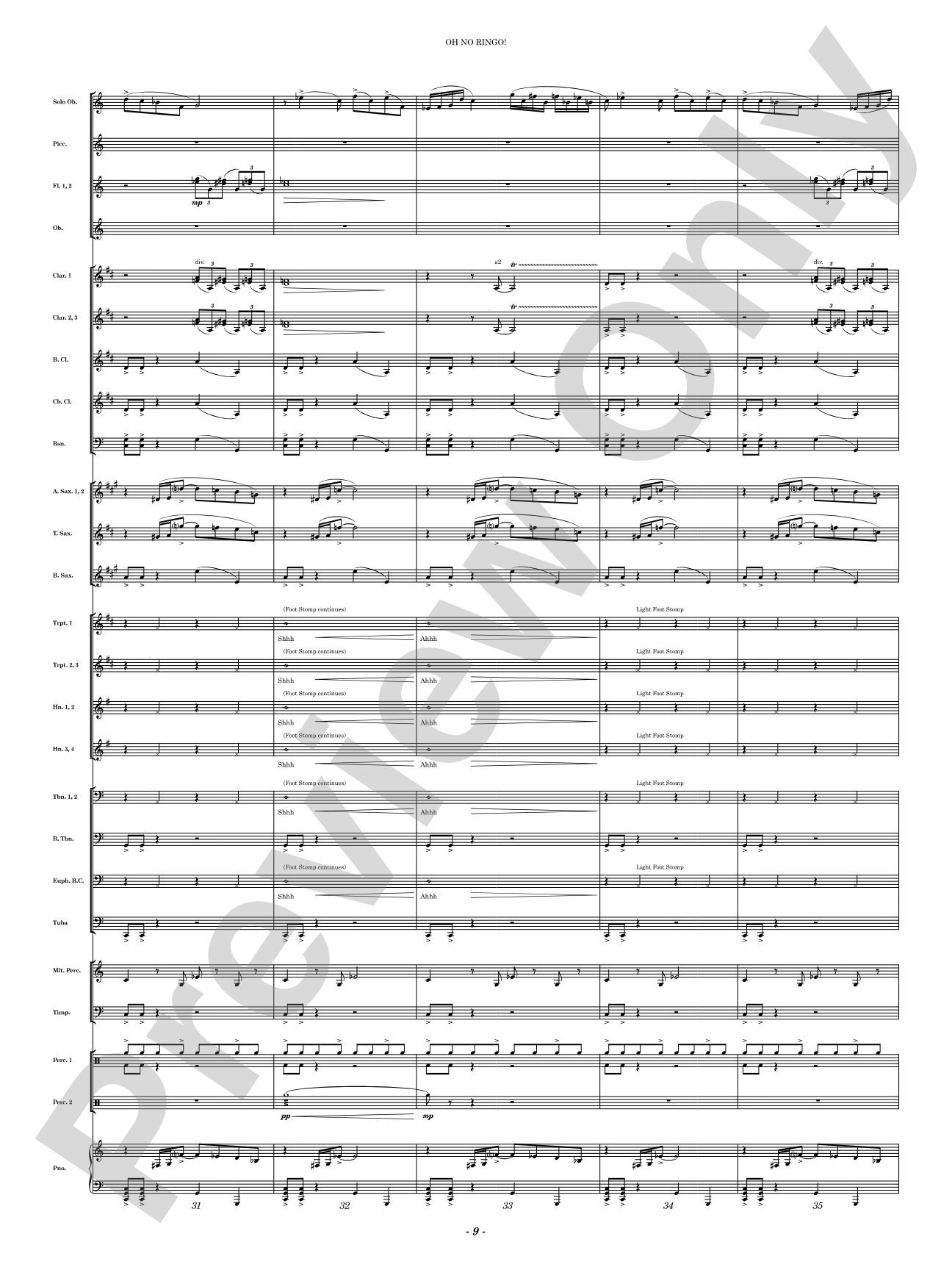 Oh No Ringo!: Concert Band Conductor Score & Parts
