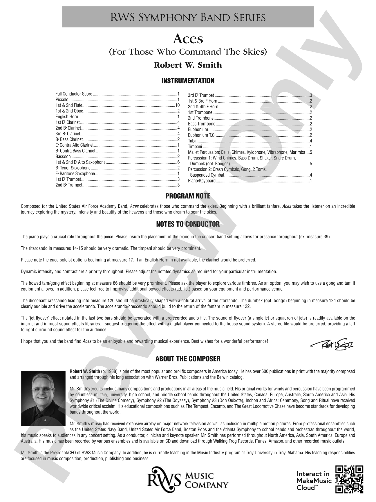 Aces - For Those Who Command the Skies: Concert Band Conductor Score & Parts