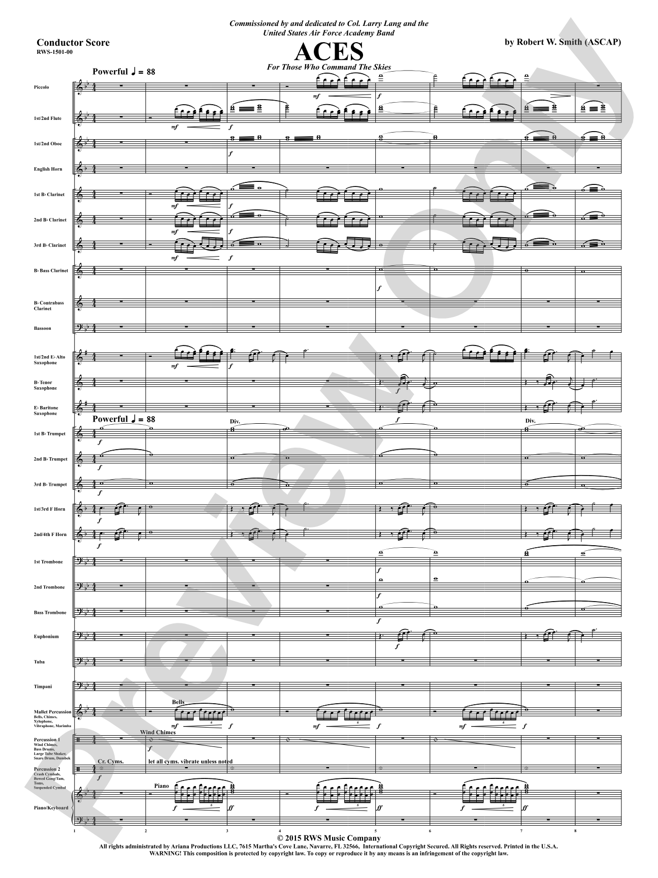 Aces - For Those Who Command the Skies: Concert Band Conductor Score & Parts