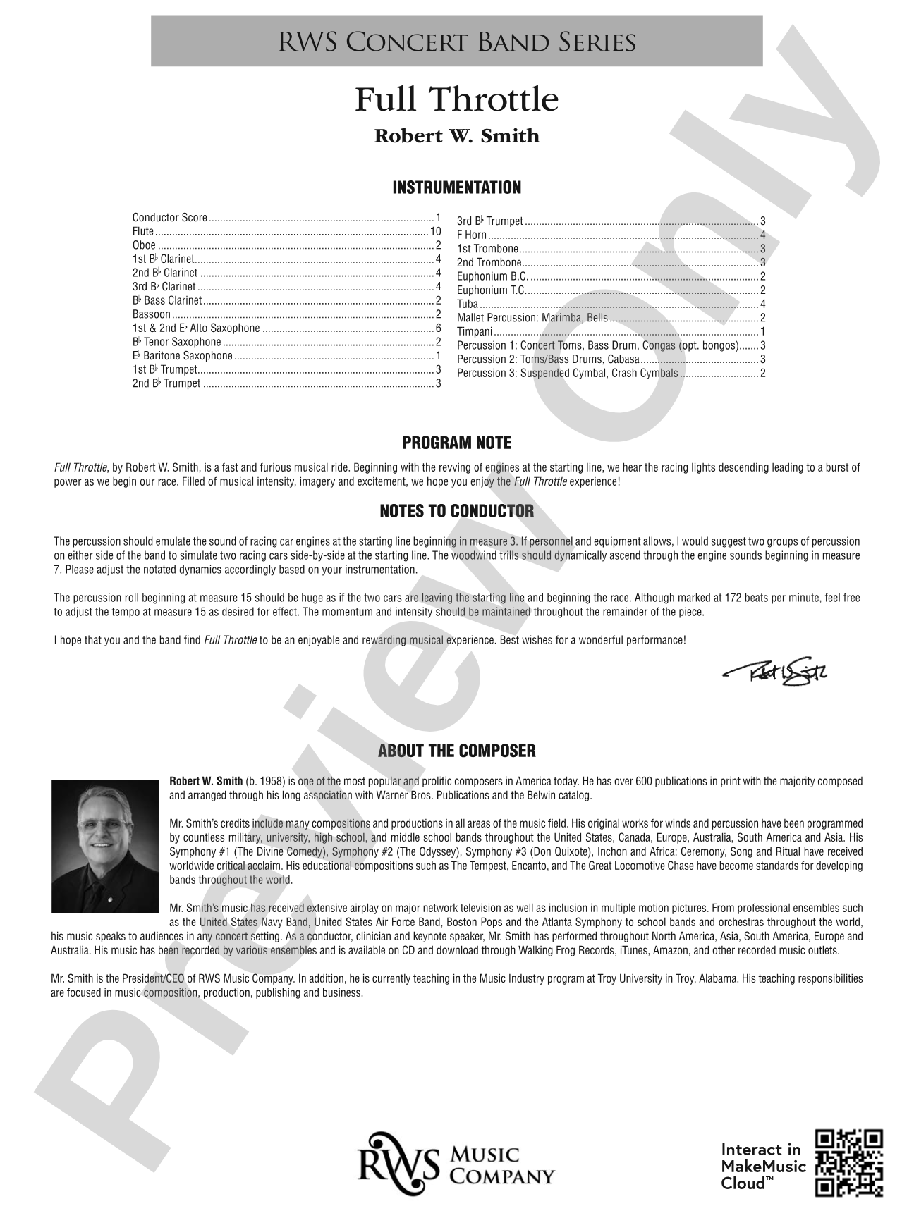 Full Throttle: Concert Band Conductor Score & Parts