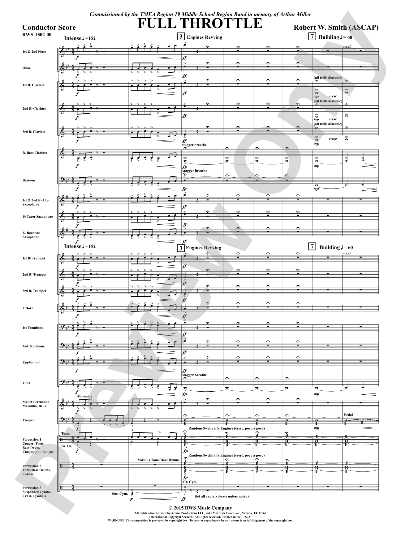 Full Throttle: Concert Band Conductor Score & Parts