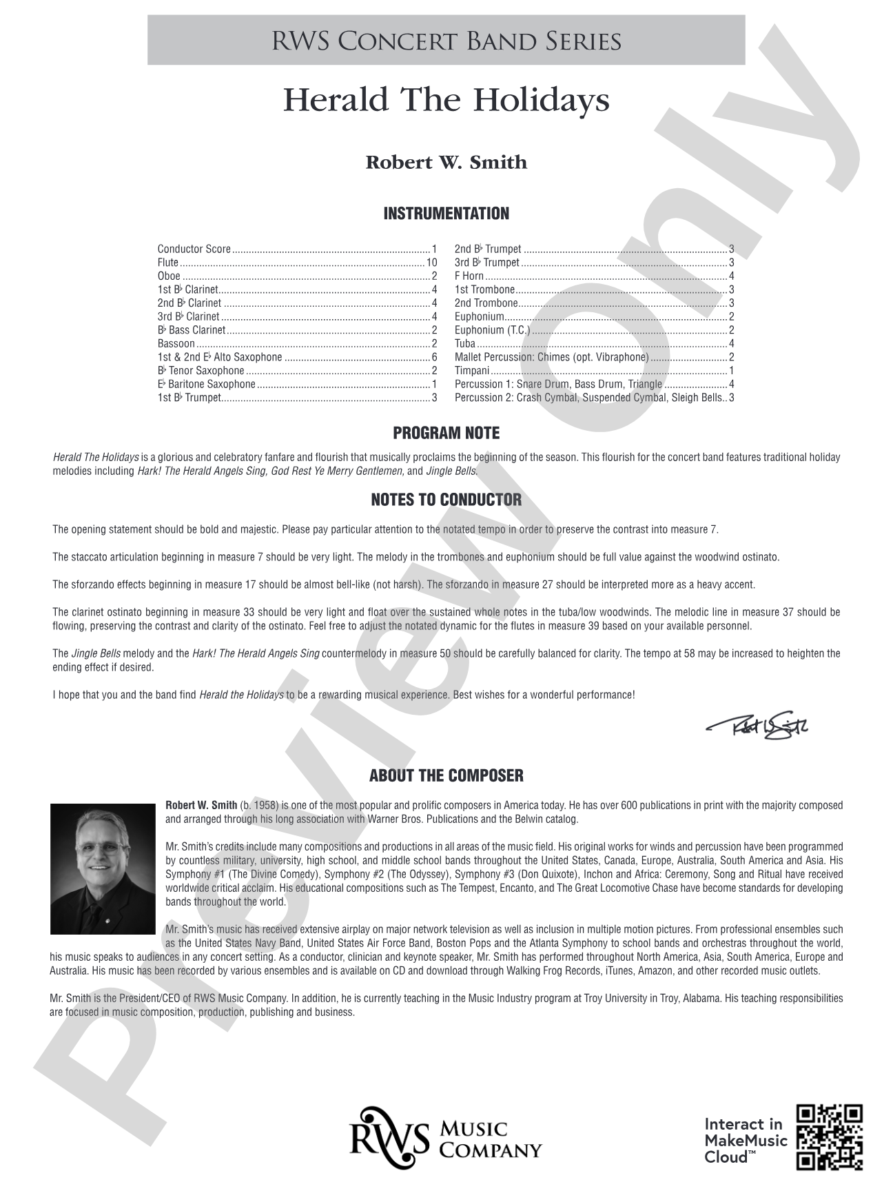 Herald the Holidays: Concert Band Conductor Score & Parts