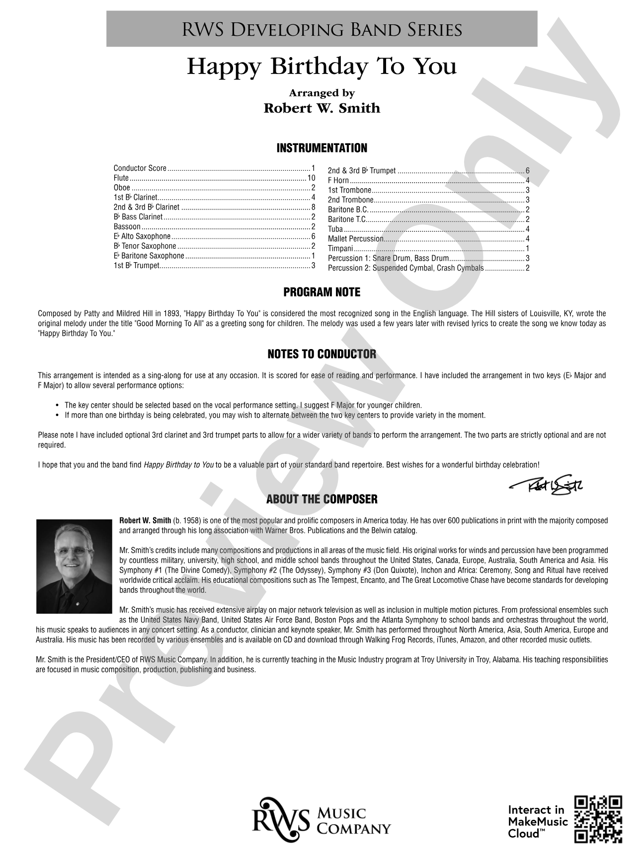 Happy Birthday to You: Concert Band Conductor Score & Parts