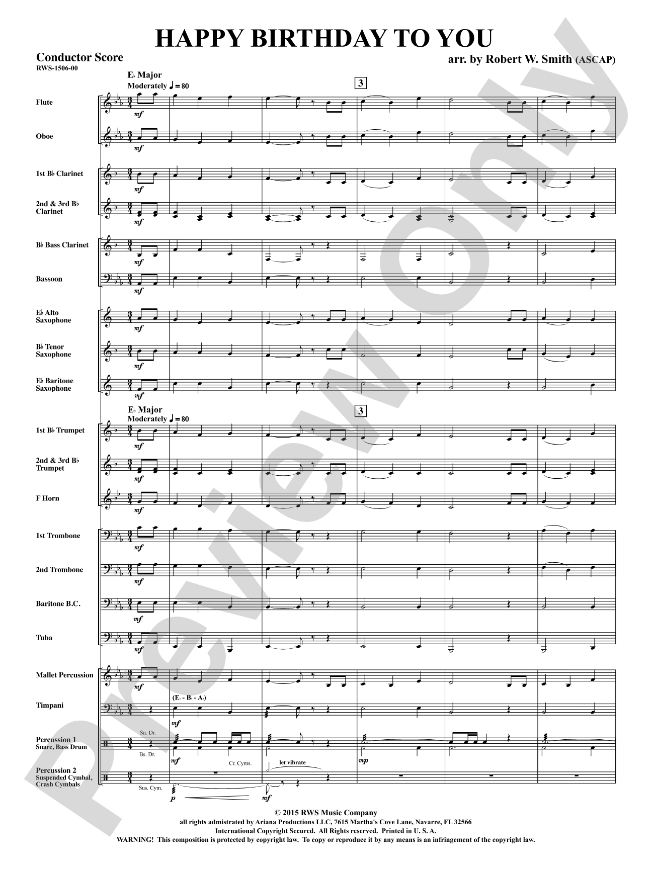 Happy Birthday to You: Concert Band Conductor Score & Parts