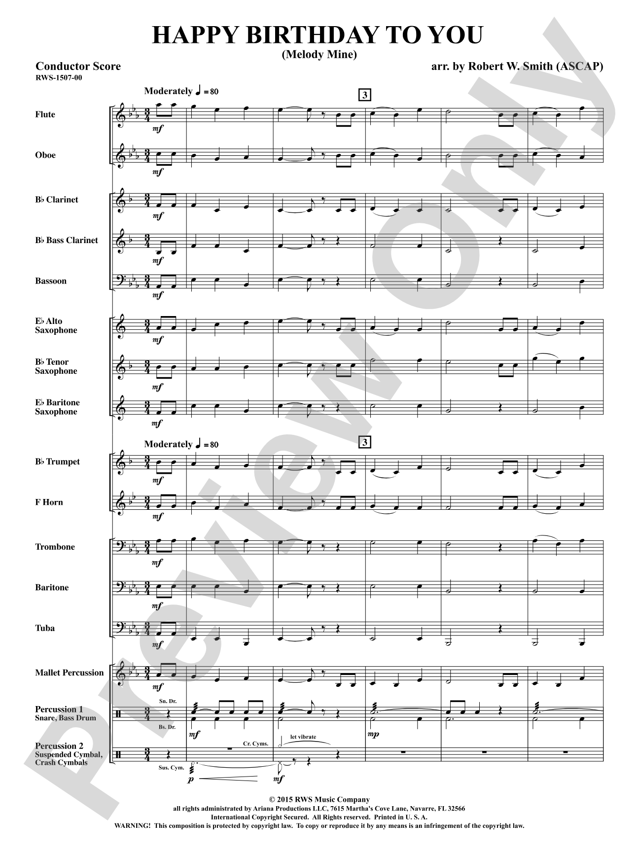 Happy Birthday to You: Concert Band Conductor Score & Parts