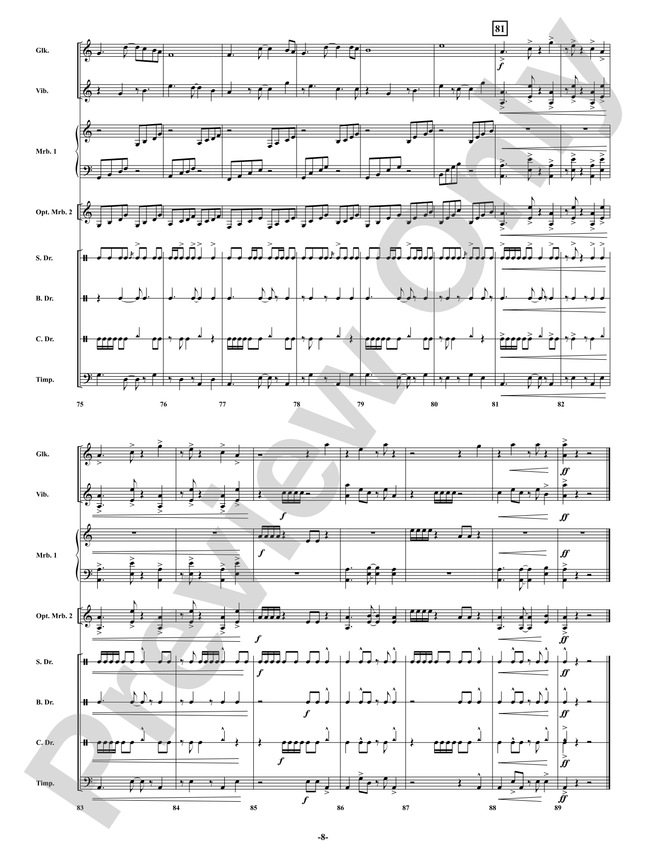 Drifting in Time: Percussion Ensemble Conductor Score & Parts