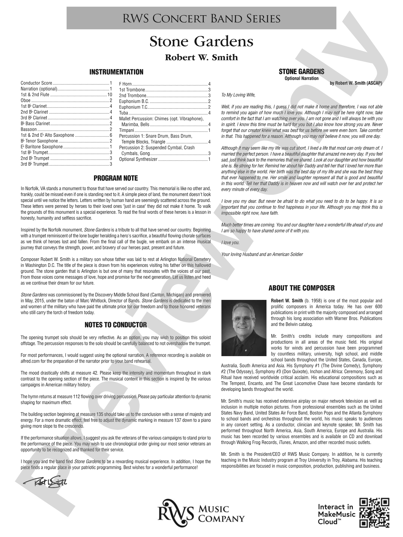 Stone Gardens: Concert Band Conductor Score & Parts