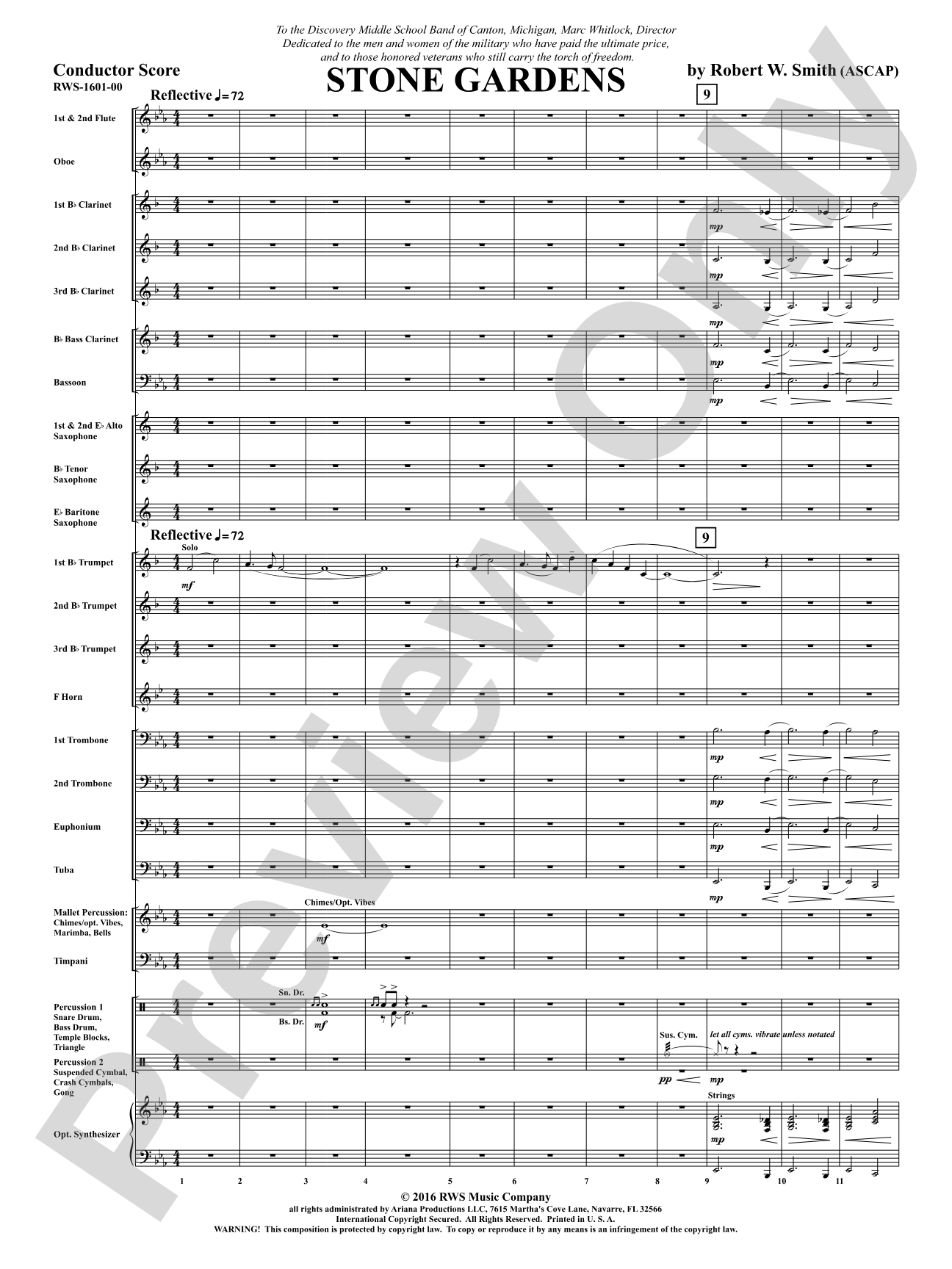 Stone Gardens: Concert Band Conductor Score & Parts