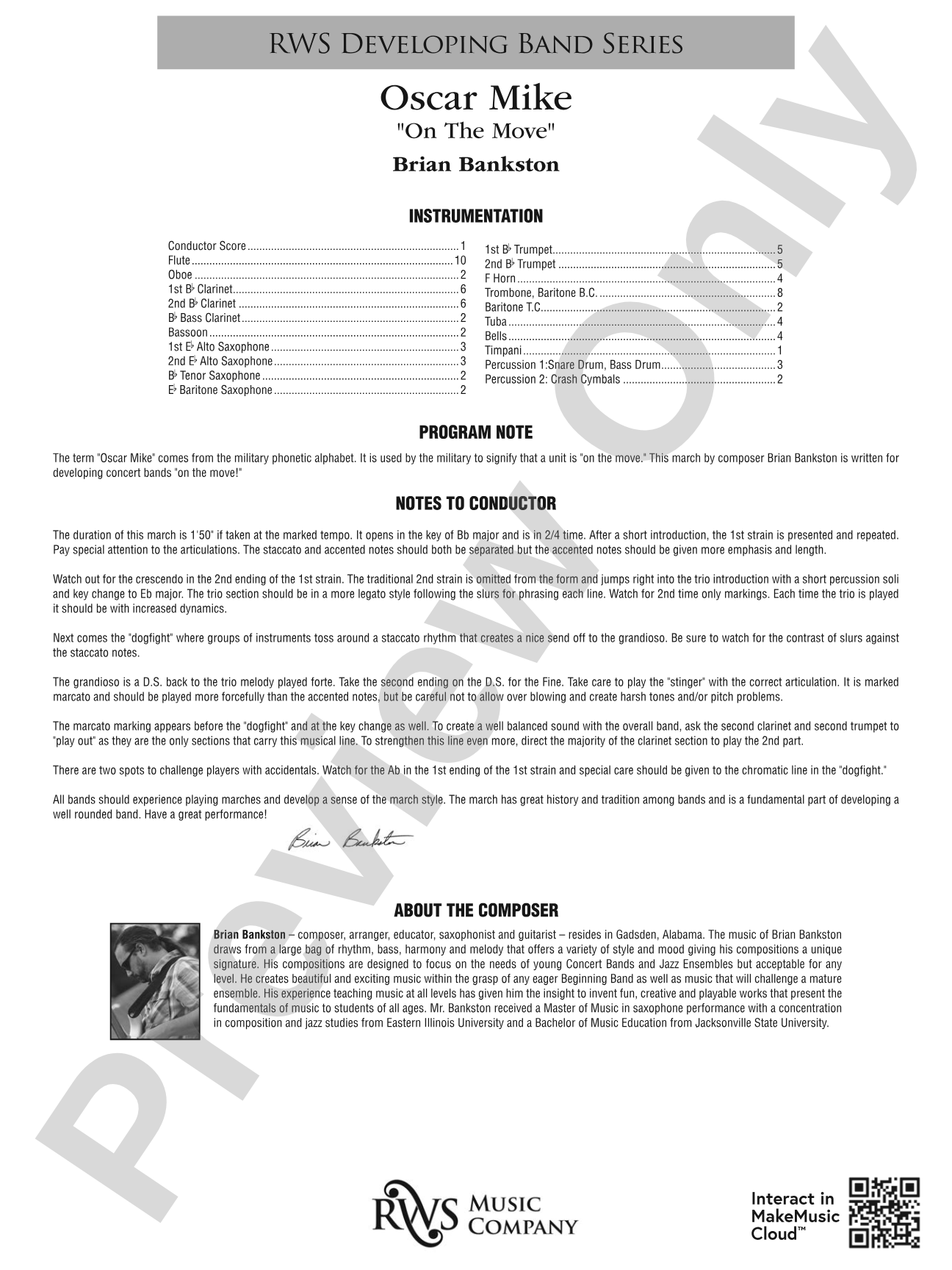 Oscar Mike - On the Move: Concert Band Conductor Score & Parts
