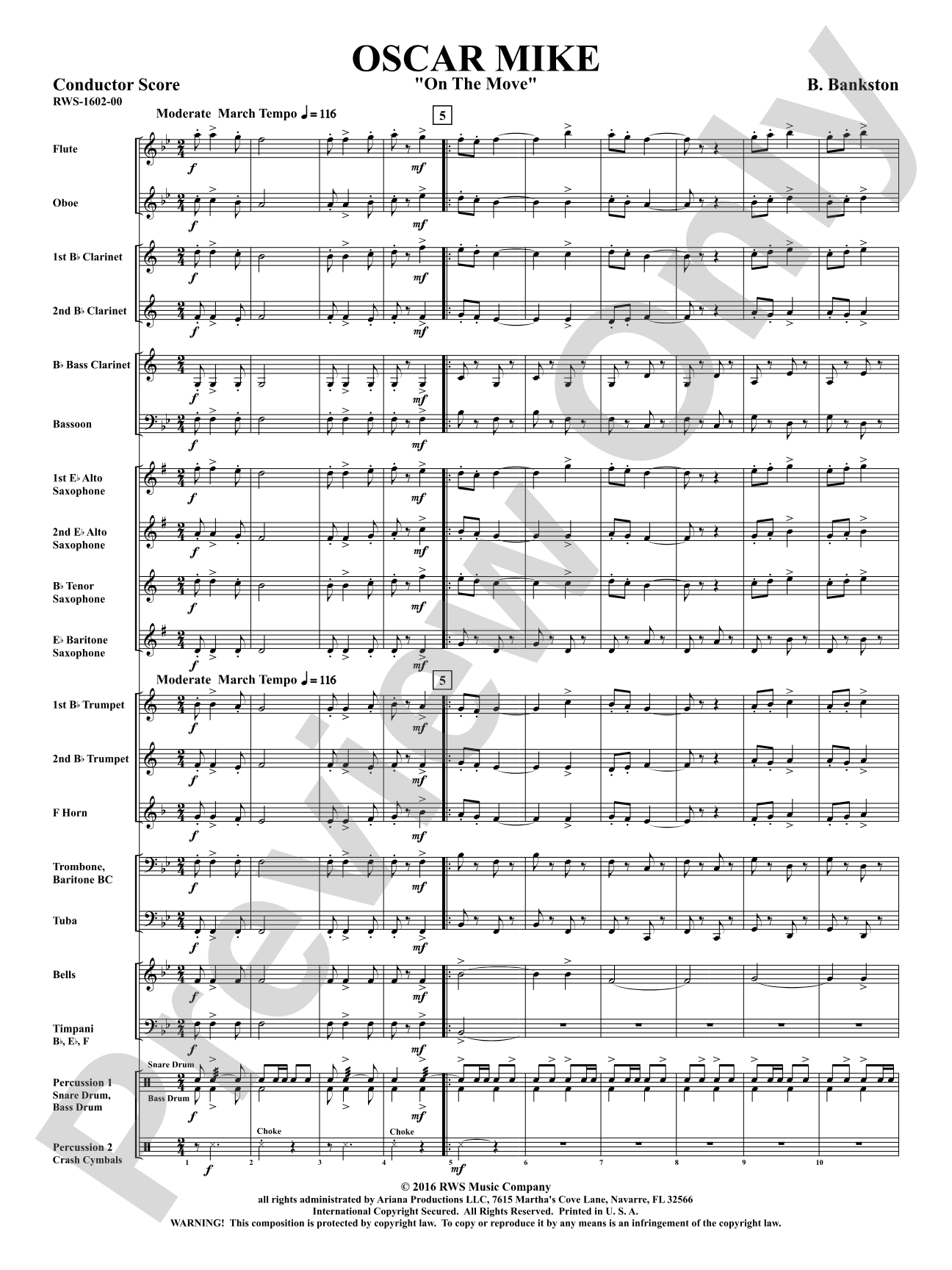 Oscar Mike - On the Move: Concert Band Conductor Score & Parts