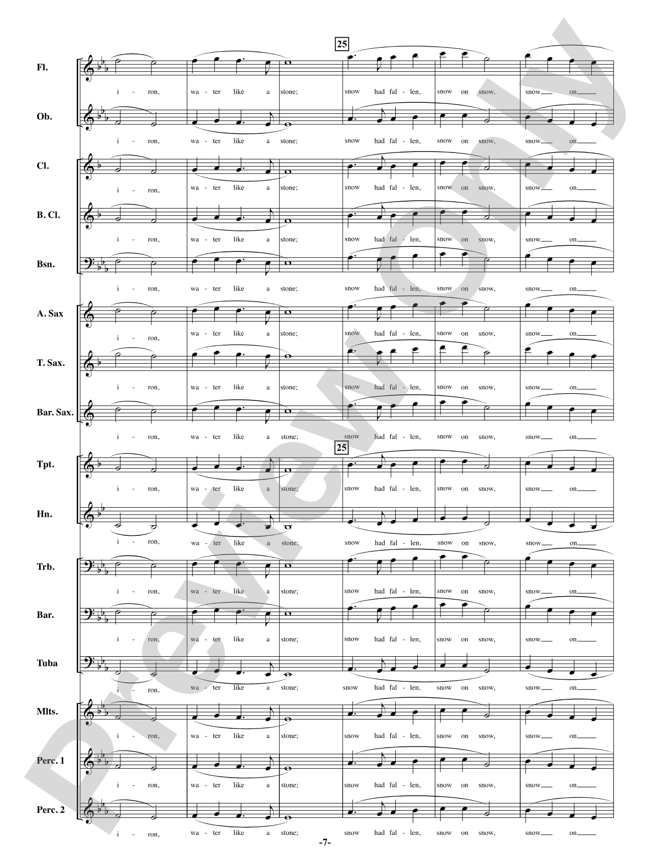 In the Bleak Midwinter: Concert Band Conductor Score & Parts