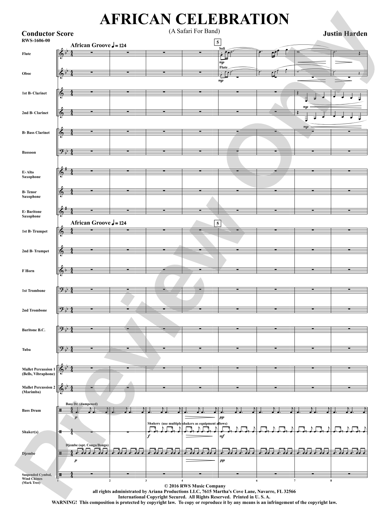 African Celebration - A Safari for Band: Concert Band Conductor Score & Parts