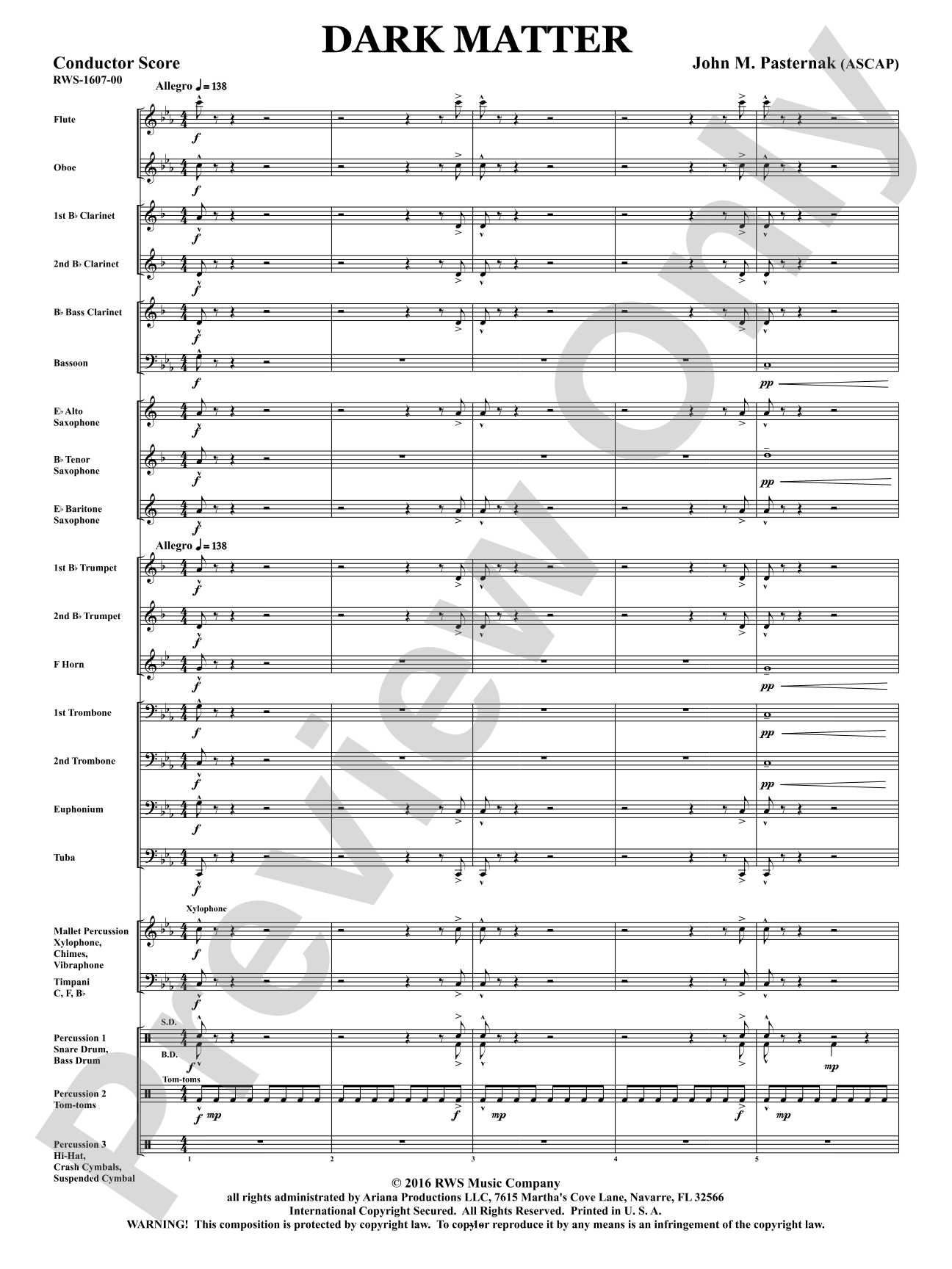 Dark Matter: Concert Band Conductor Score & Parts