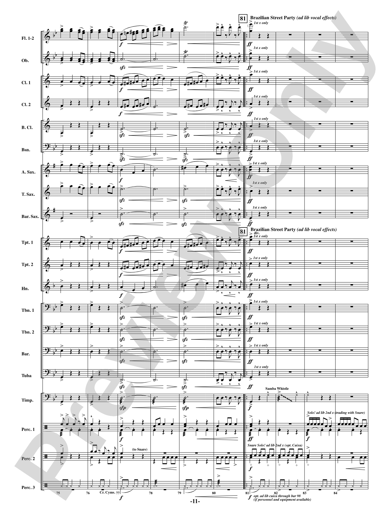 Brazilian Bell Carol: Concert Band Conductor Score & Parts