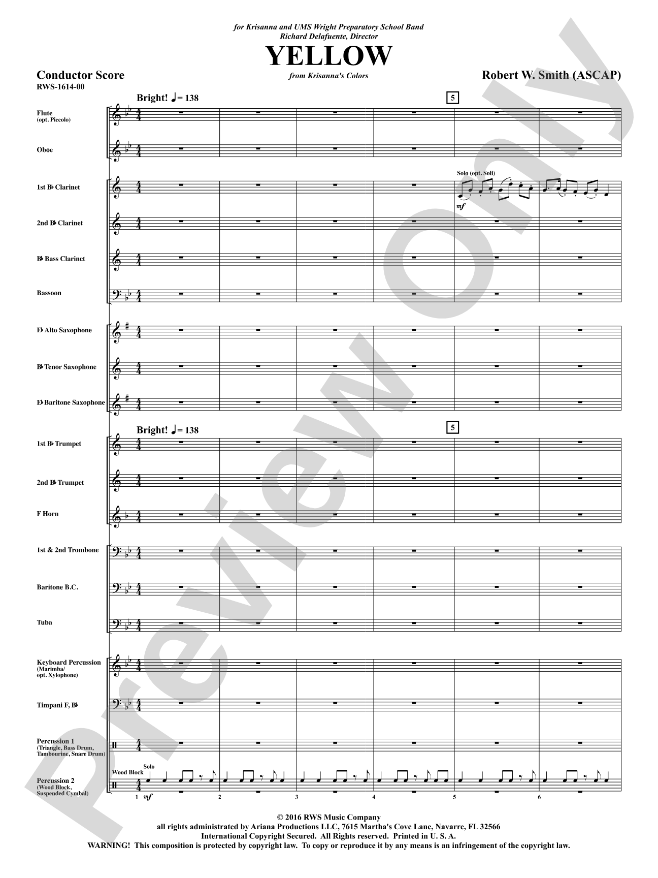 Yellow: Concert Band Conductor Score & Parts