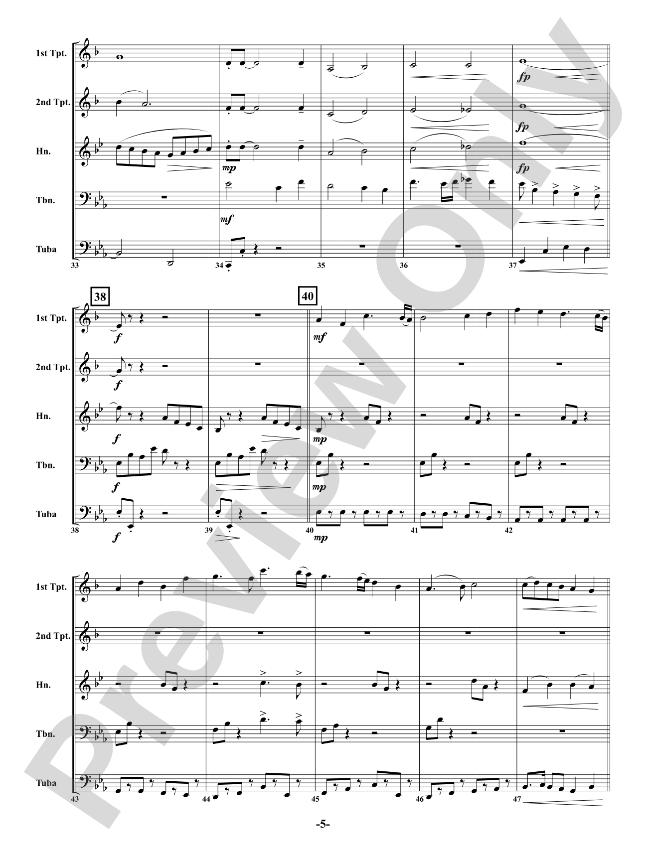 Hero - Brass Quintet: Brass Quintet Conductor Score & Parts