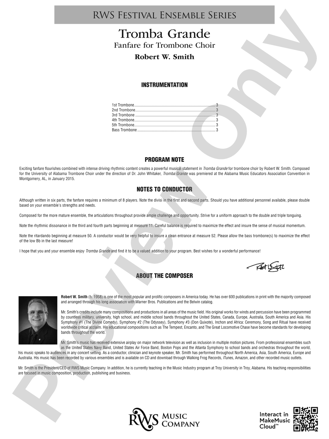 Tromba Grande - Fanfare for Trombone Choir: Trombone Choir Conductor Score & Parts