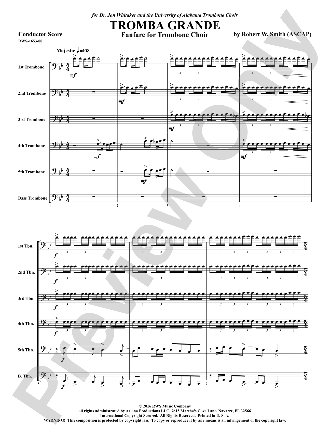 Tromba Grande - Fanfare for Trombone Choir: Trombone Choir Conductor Score & Parts