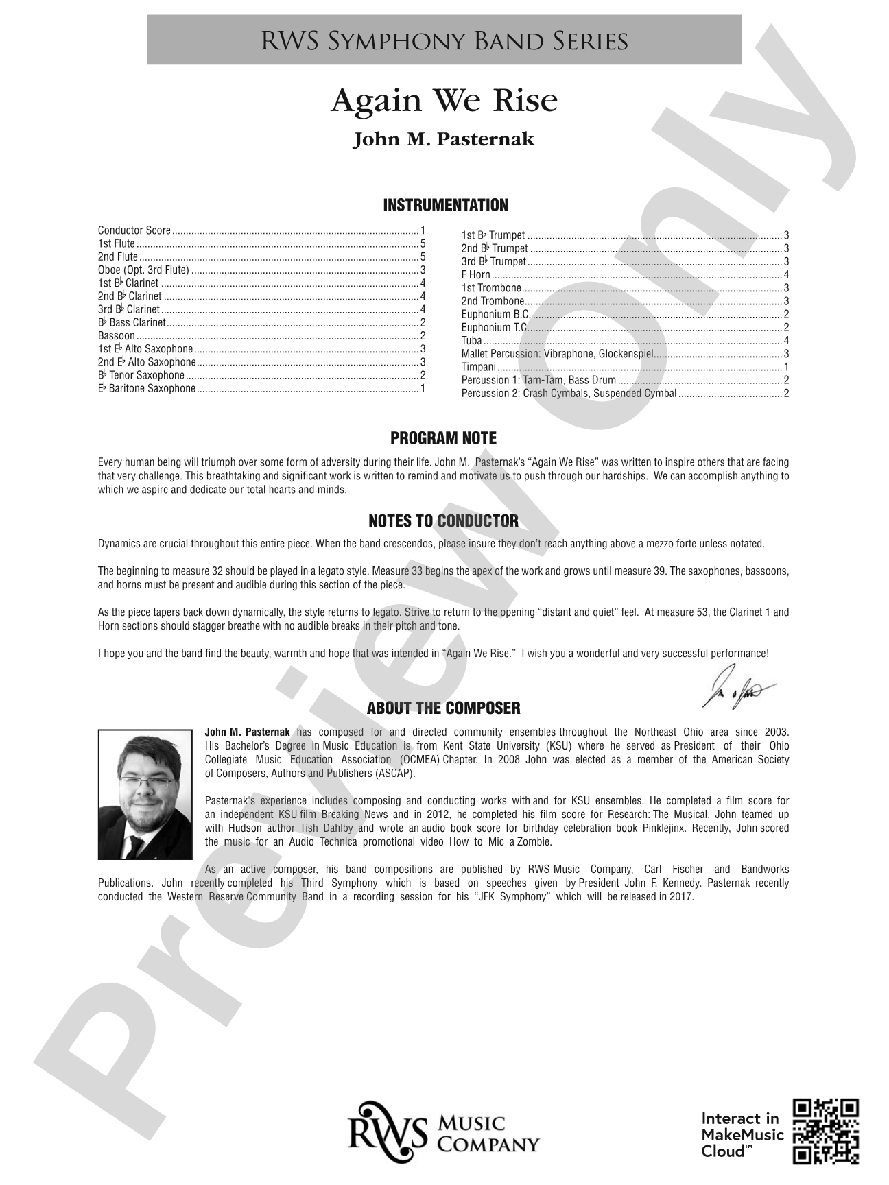 Again We Rise: Concert Band Conductor Score & Parts