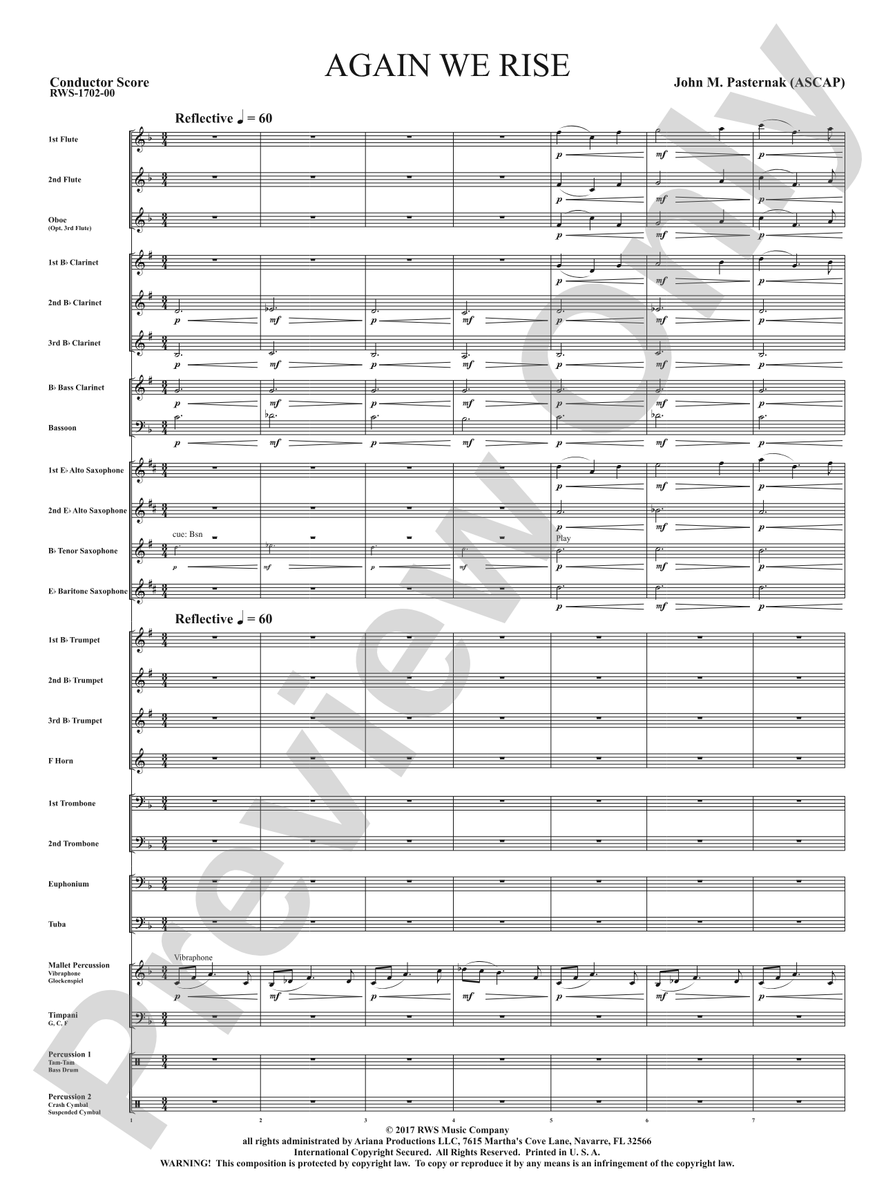 Again We Rise: Concert Band Conductor Score & Parts