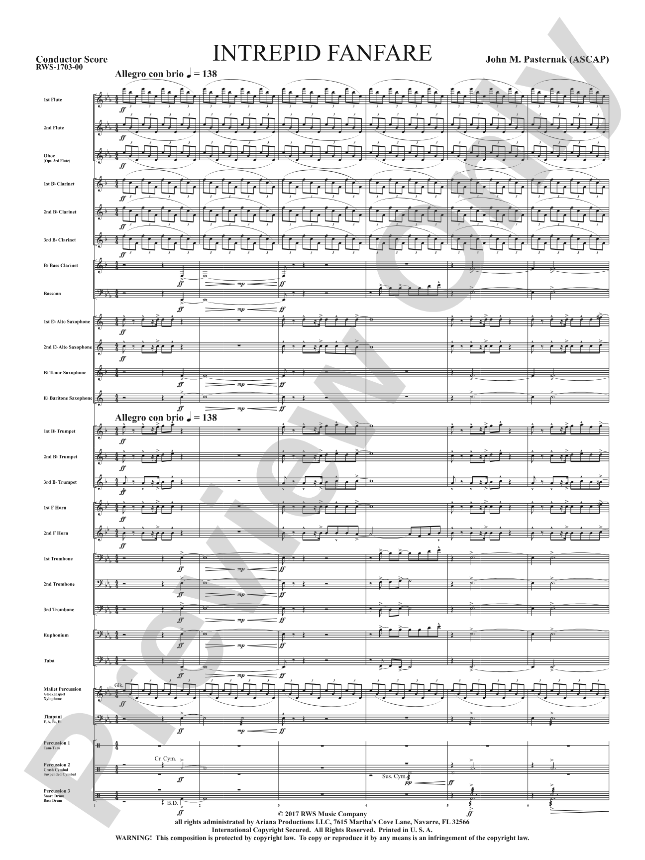 Intrepid Fanfare: Concert Band Conductor Score & Parts