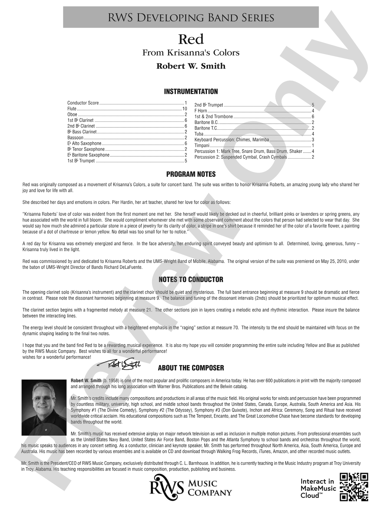 Red: Concert Band Conductor Score & Parts