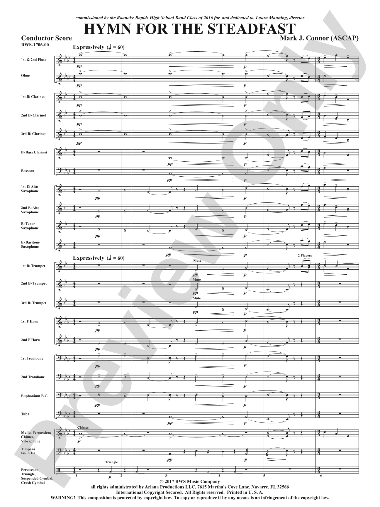 Hymn for the Steadfast: Concert Band Conductor Score & Parts