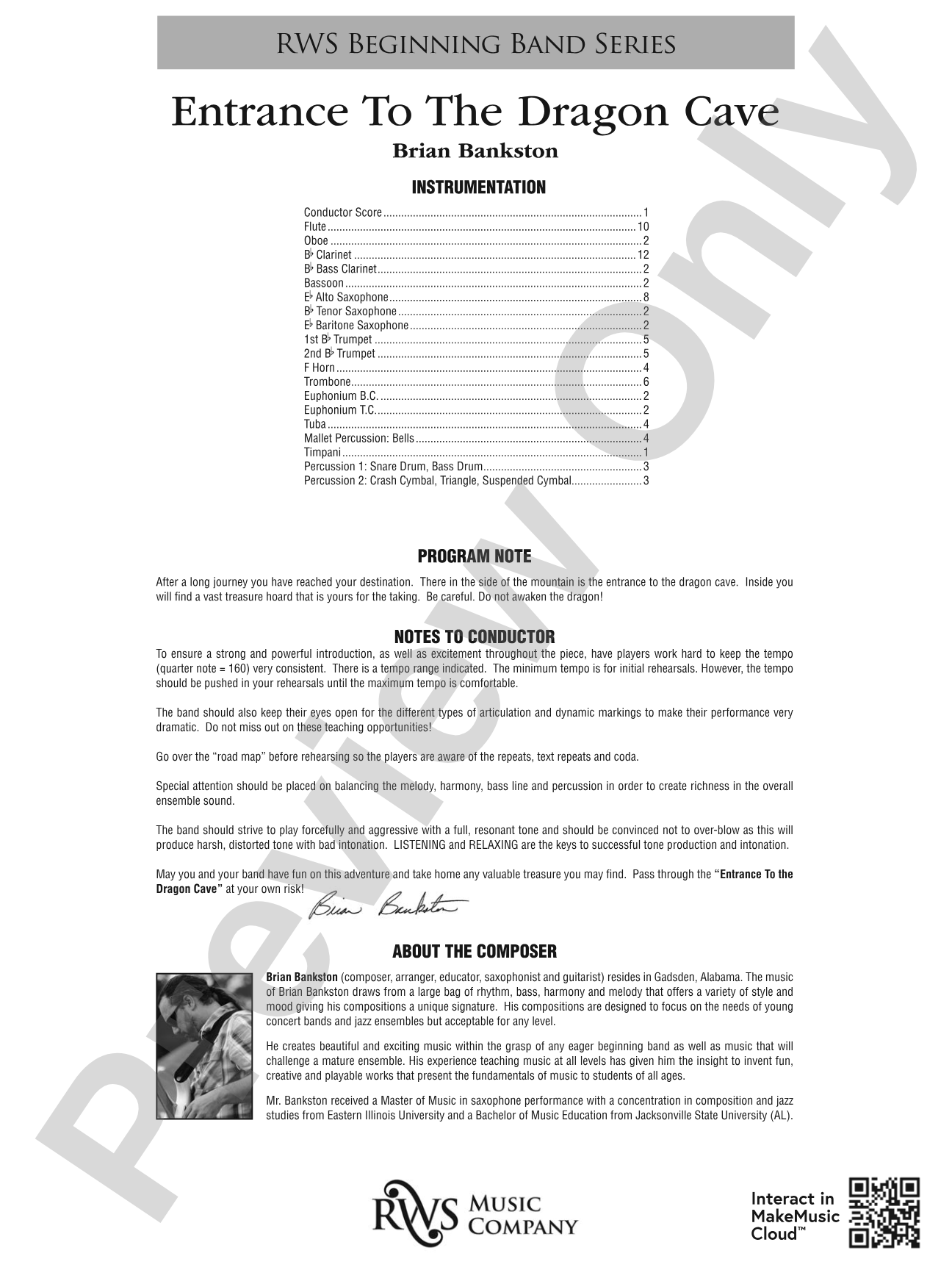 Entrance to the Dragon Cave: Score