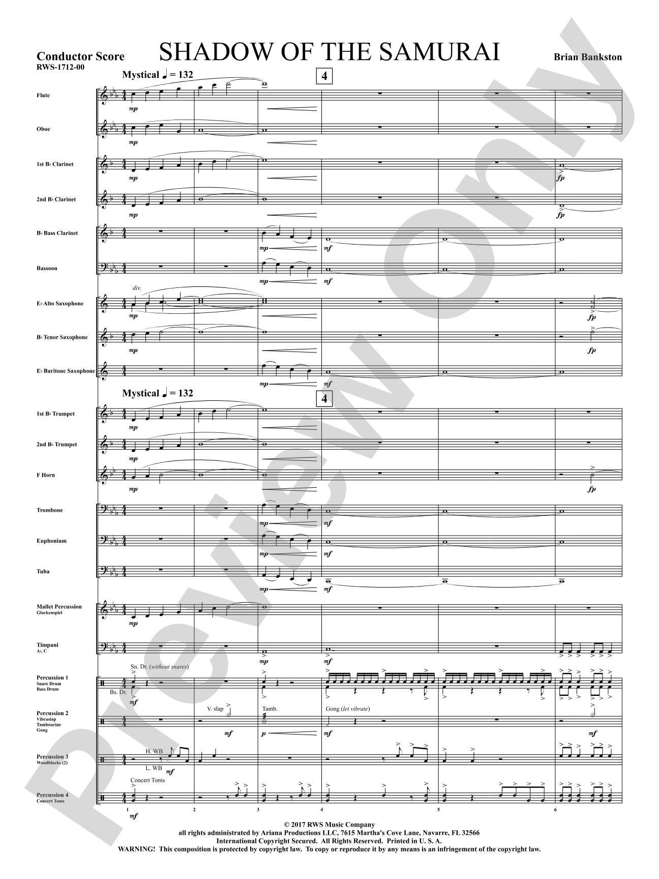 Shadow of the Samurai: Concert Band Conductor Score & Parts