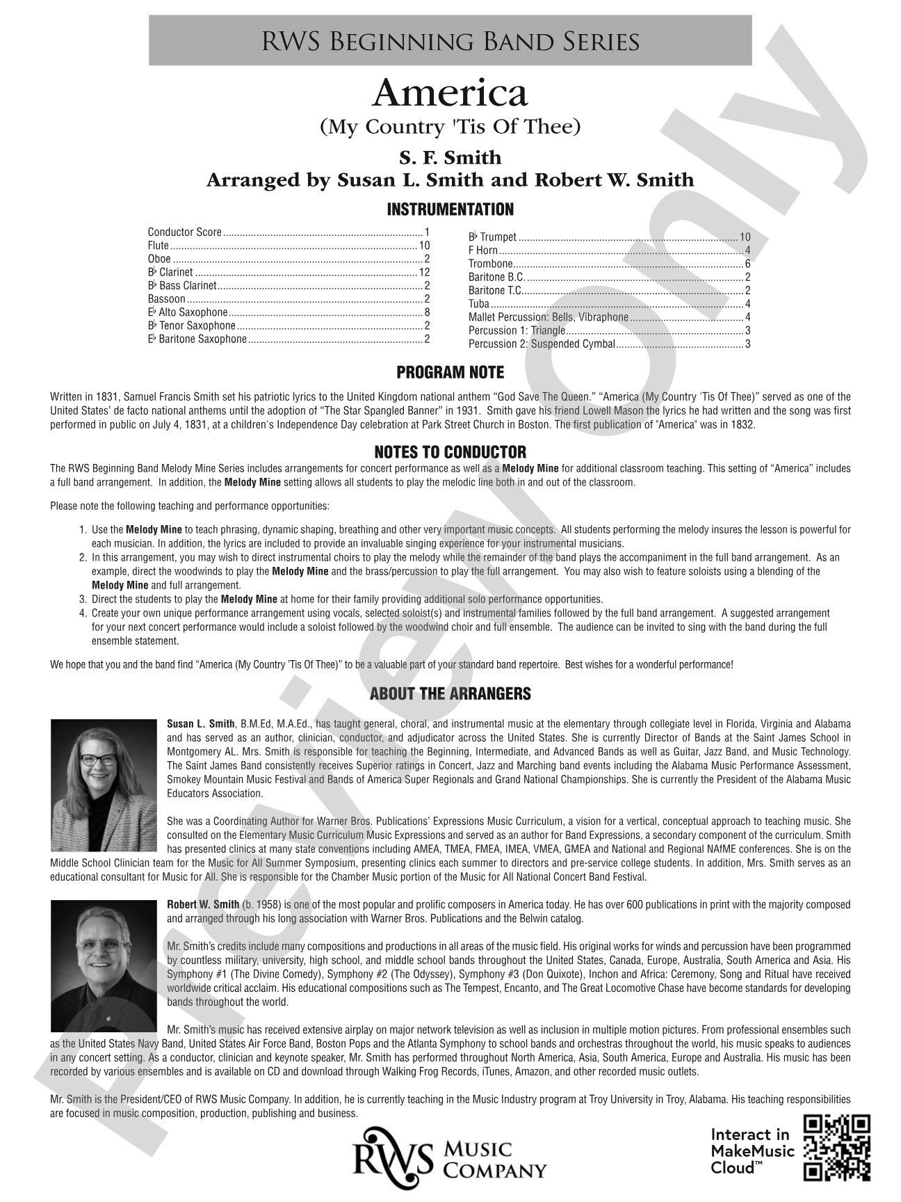 America: My Country 'Tis of Thee - Melody Mine: Concert Band Conductor Score & Parts