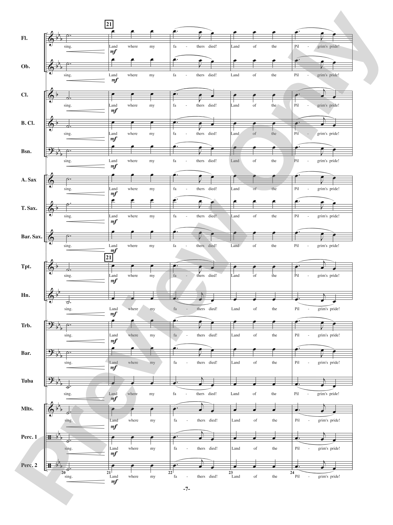 America: My Country 'Tis of Thee - Melody Mine: Concert Band Conductor Score & Parts