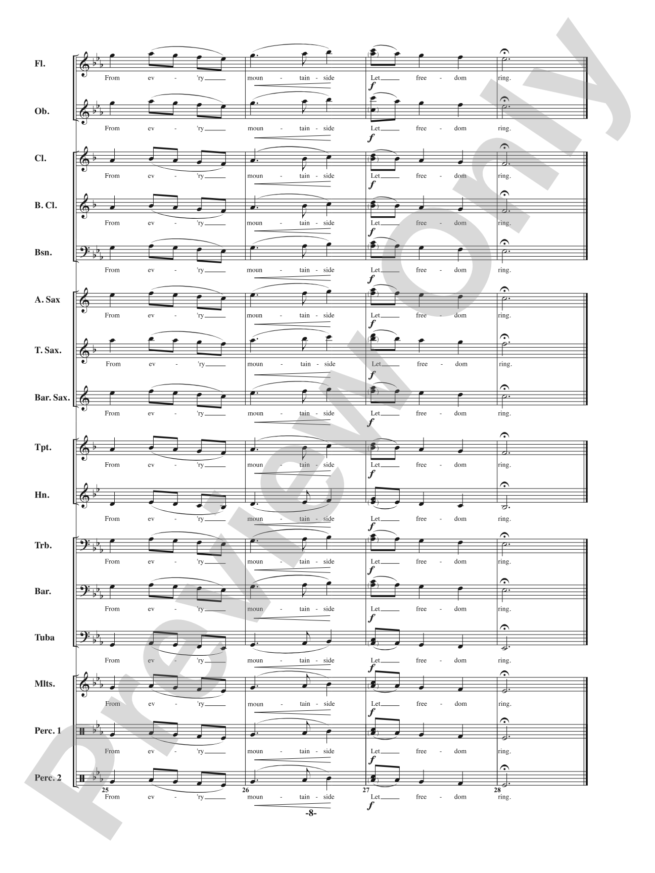 America: My Country 'Tis of Thee - Melody Mine: Concert Band Conductor Score & Parts