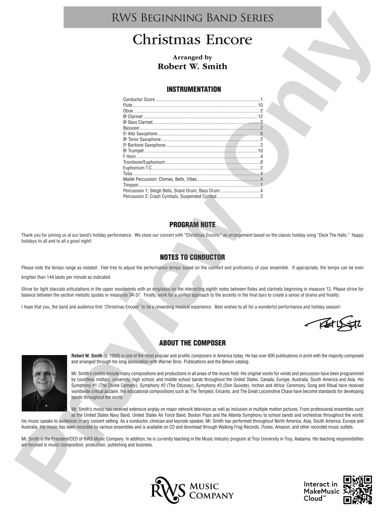 Christmas Encore: Concert Band Conductor Score & Parts