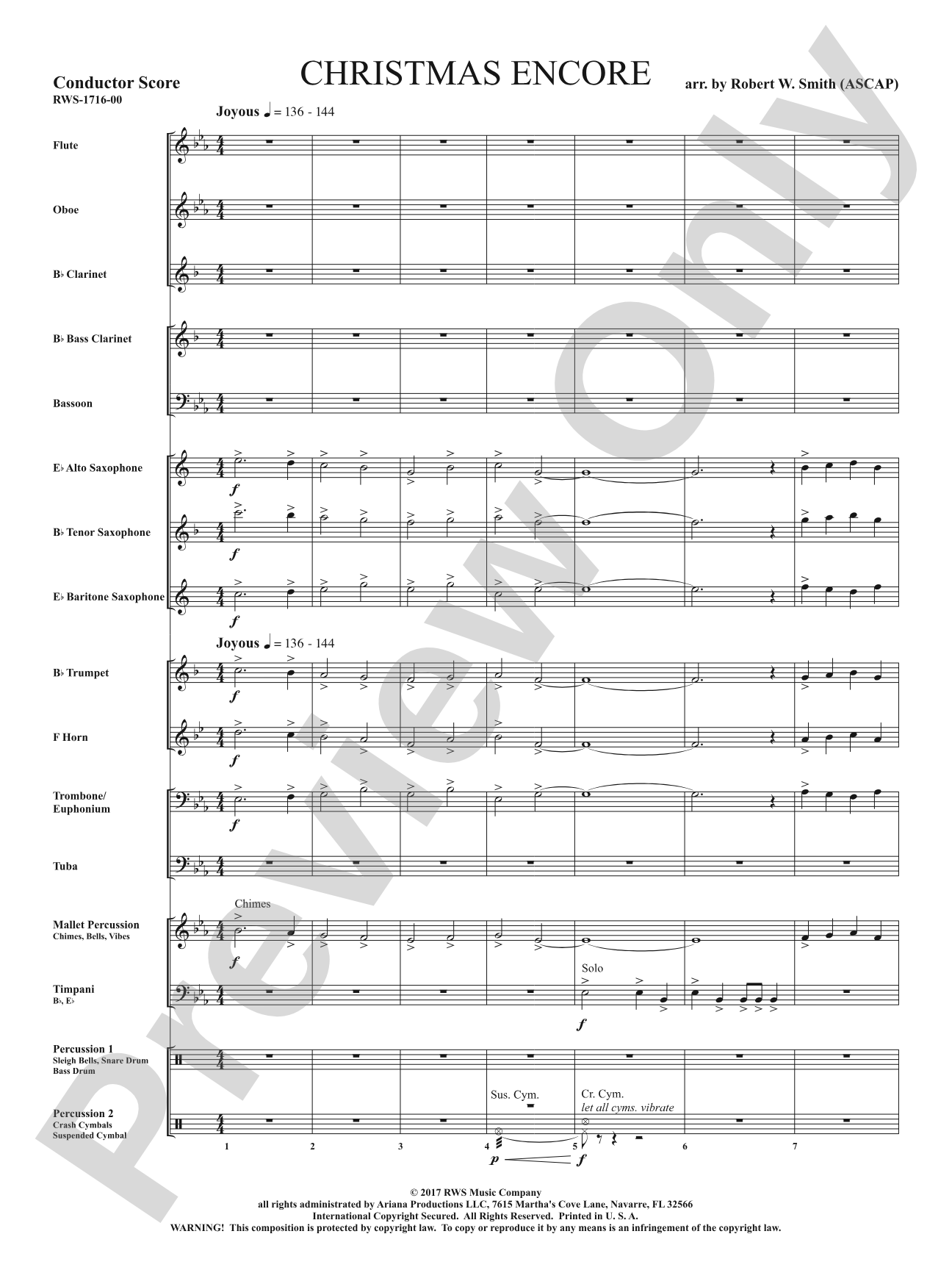 Christmas Encore: Concert Band Conductor Score & Parts