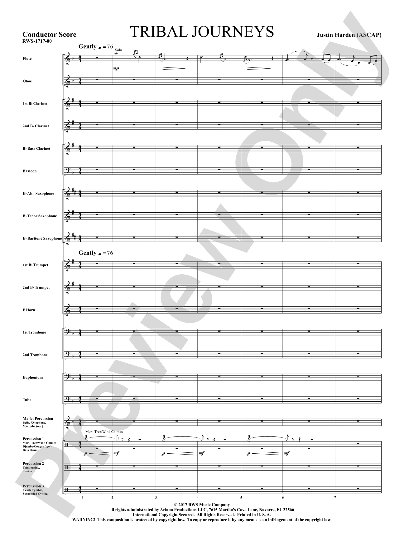 Tribal Journeys: Concert Band Conductor Score & Parts