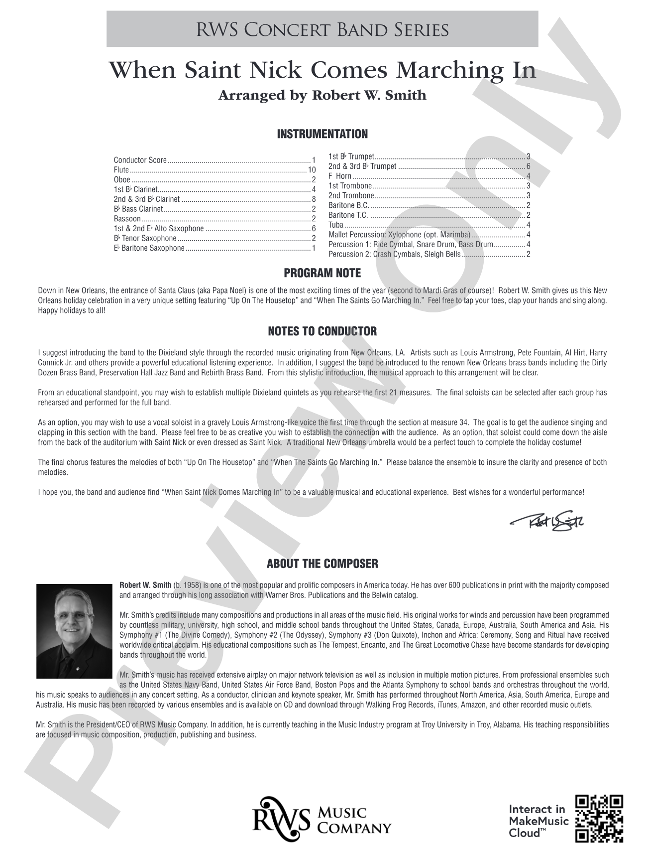 When Saint Nick Comes Marching In - A New Orleans Holiday Celebration: Concert Band Conductor Score & Parts