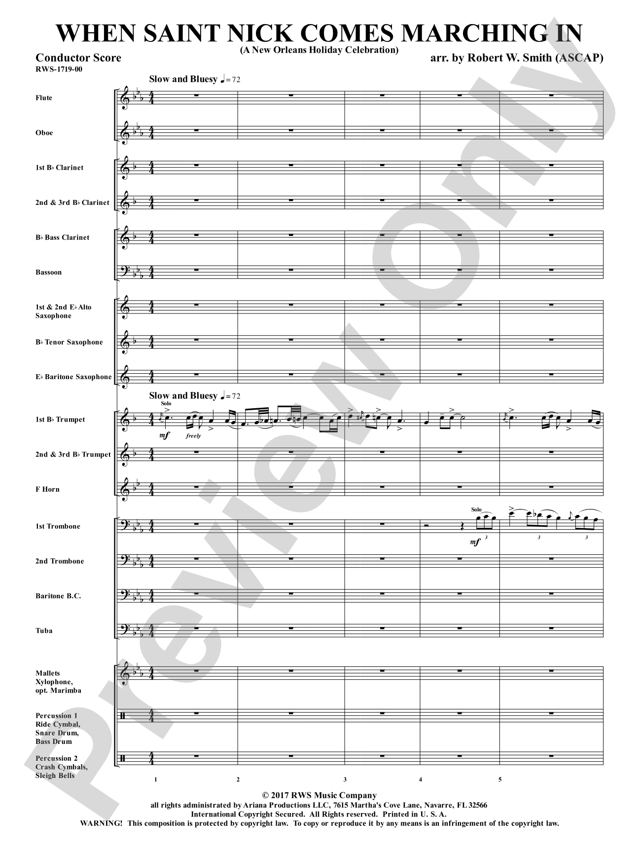 When Saint Nick Comes Marching In - A New Orleans Holiday Celebration: Concert Band Conductor Score & Parts