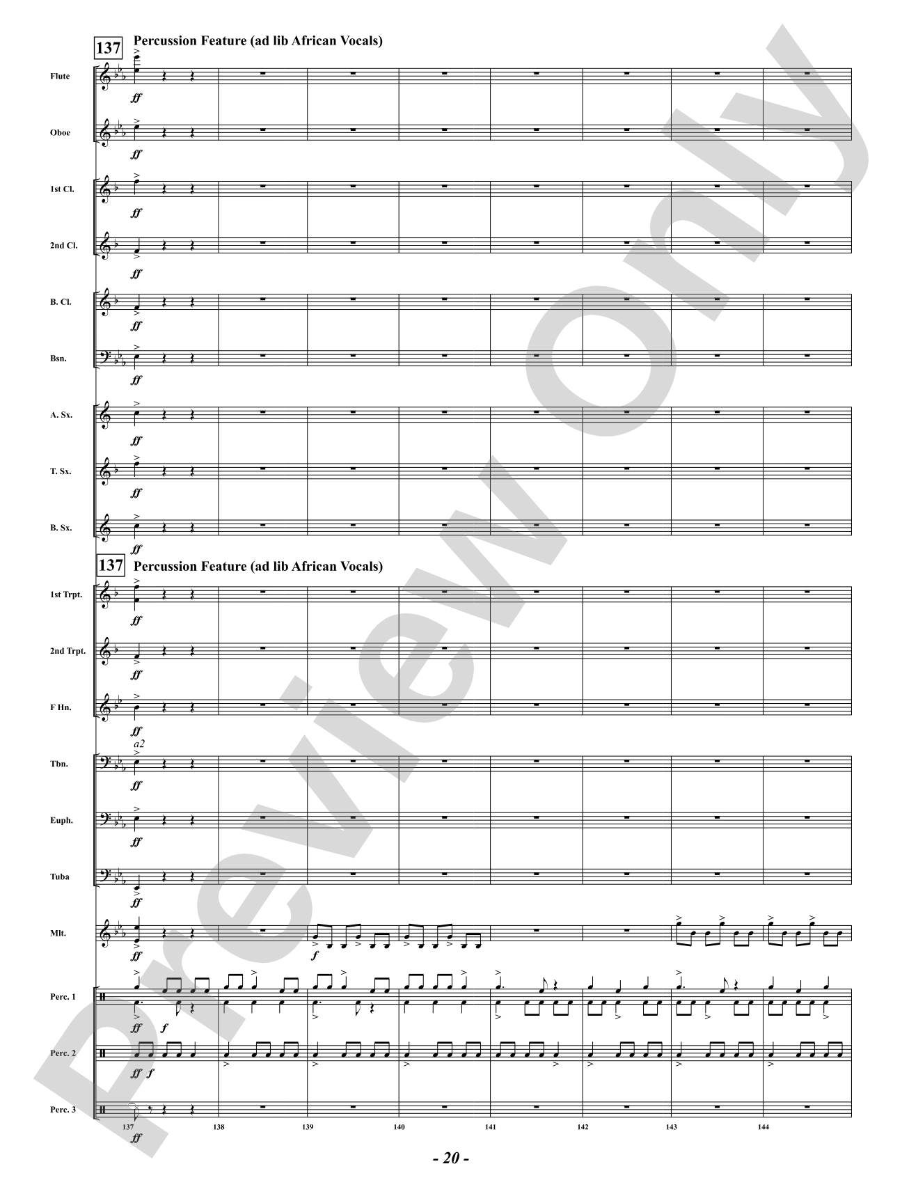 African Holy Night: Concert Band Conductor Score & Parts