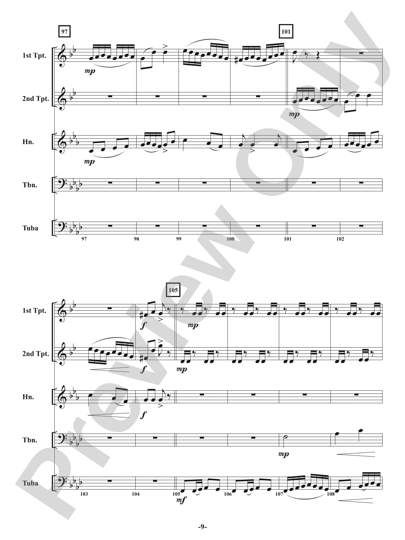 Malevolent March: Brass Quintet Conductor Score & Parts