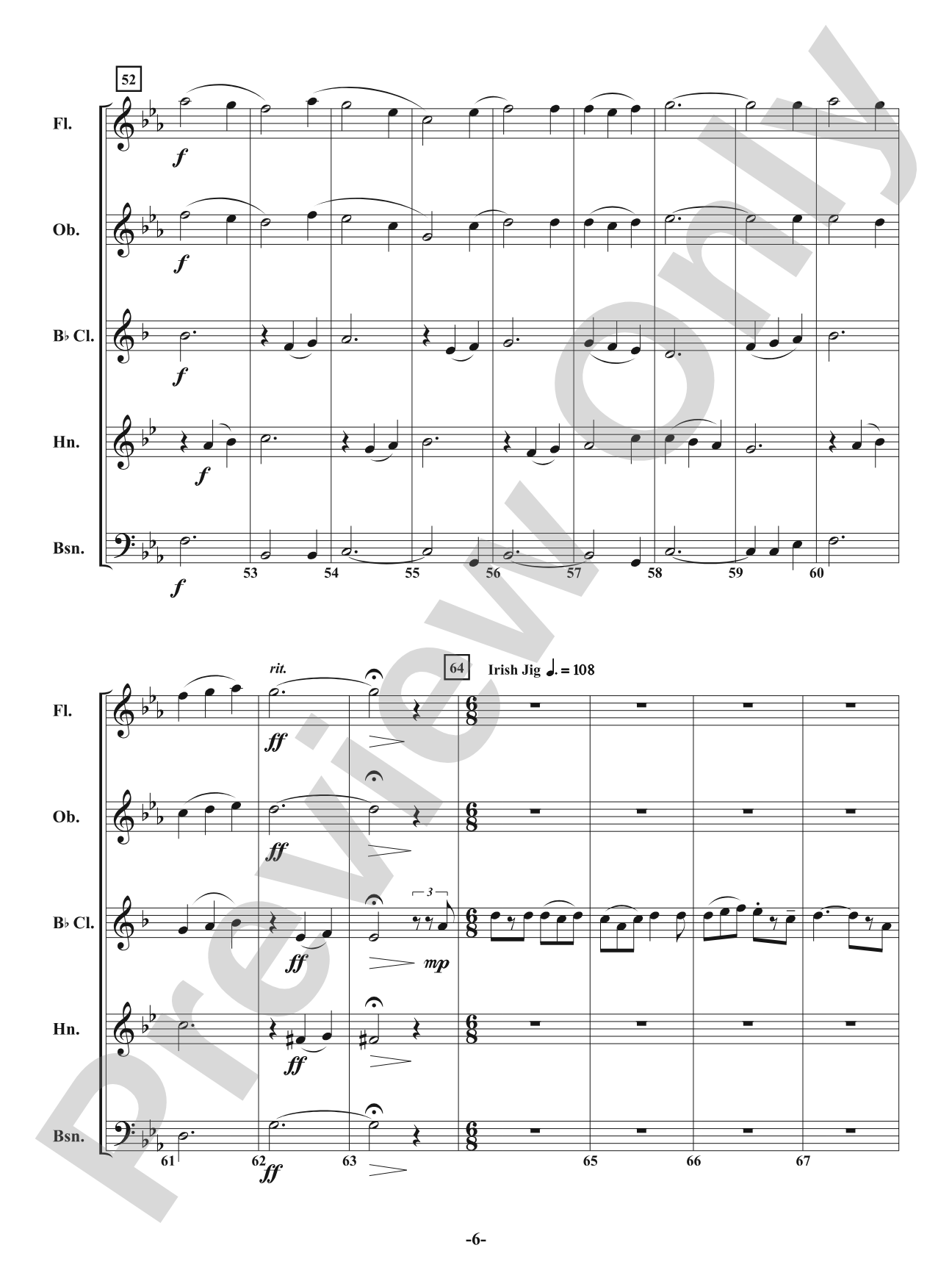 Jig of the Irish: Woodwind Quintet Conductor Score & Parts