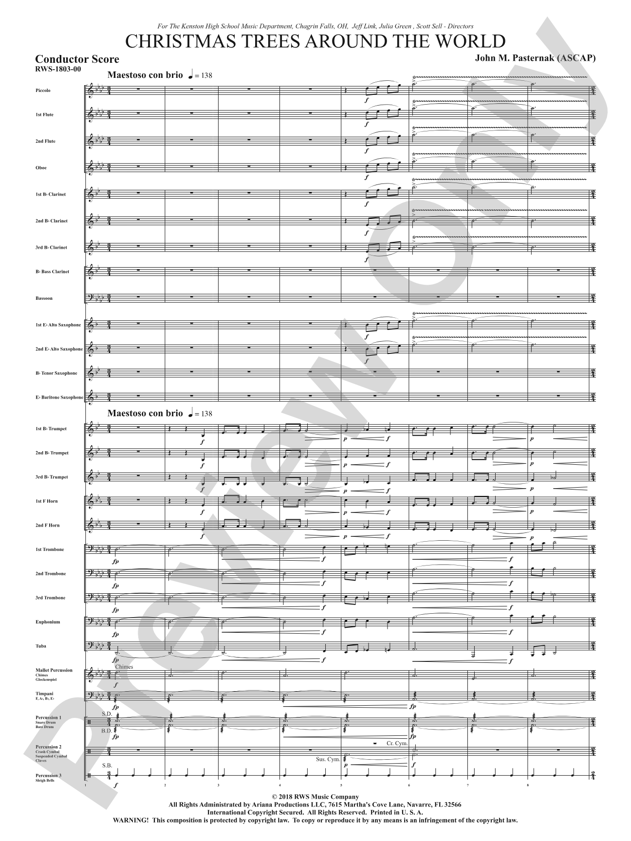 Christmas Trees Around the World: Concert Band Conductor Score & Parts