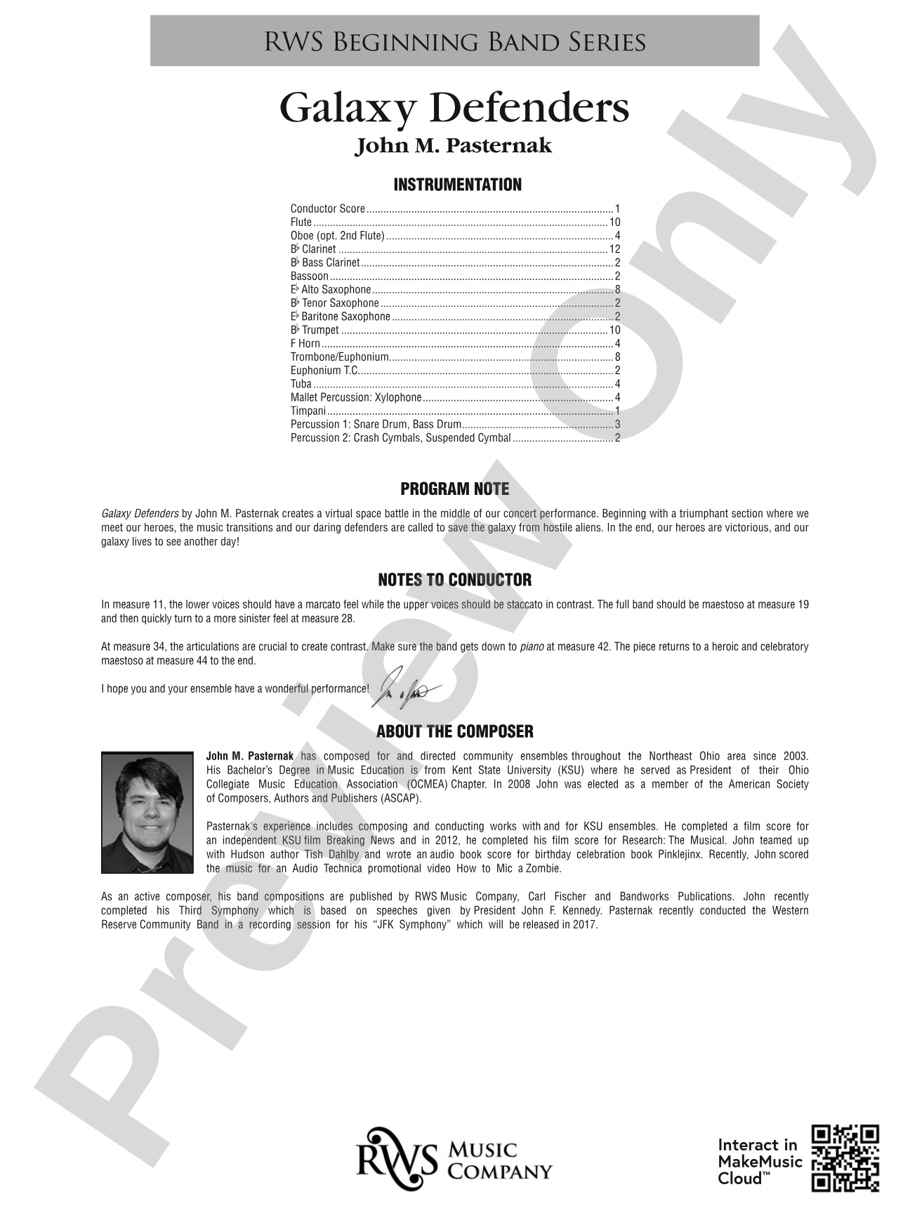 Galaxy Defenders: Concert Band Conductor Score & Parts