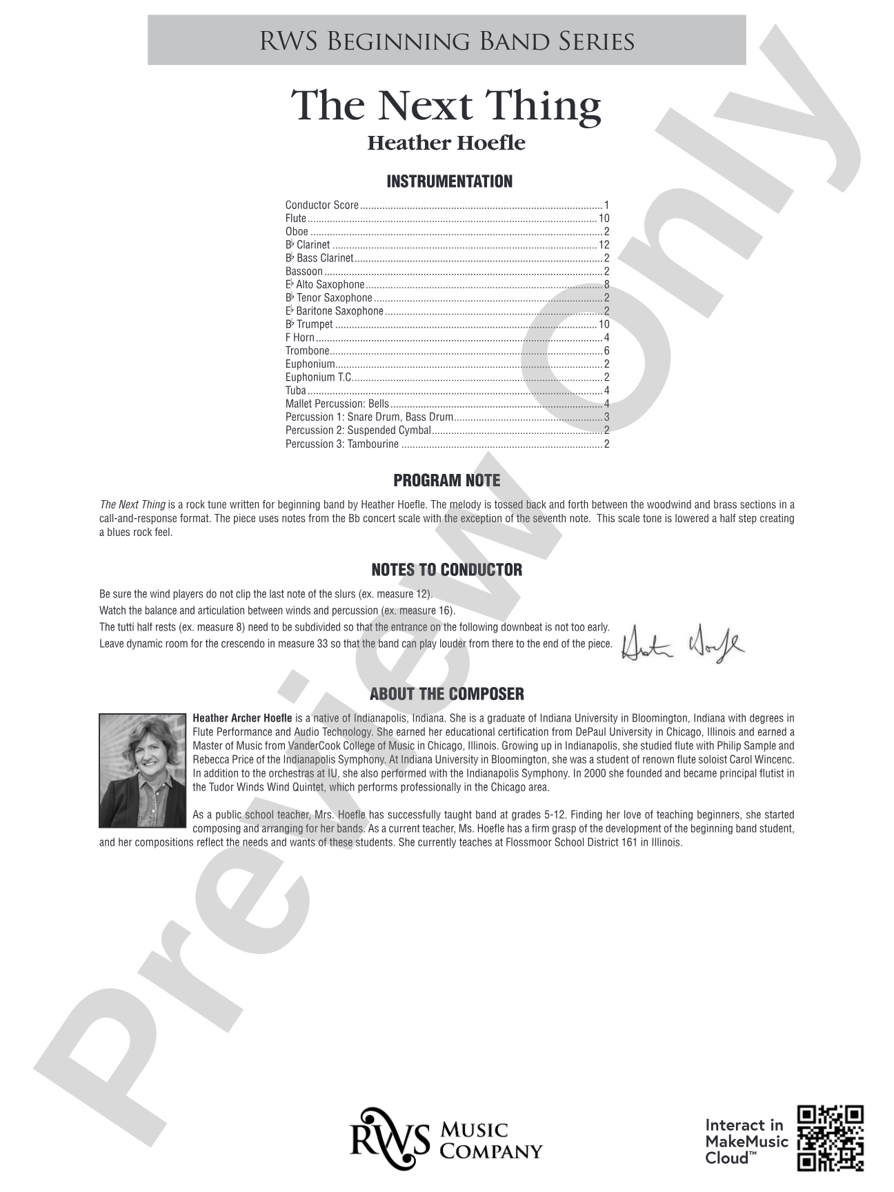 The Next Thing: Concert Band Conductor Score & Parts